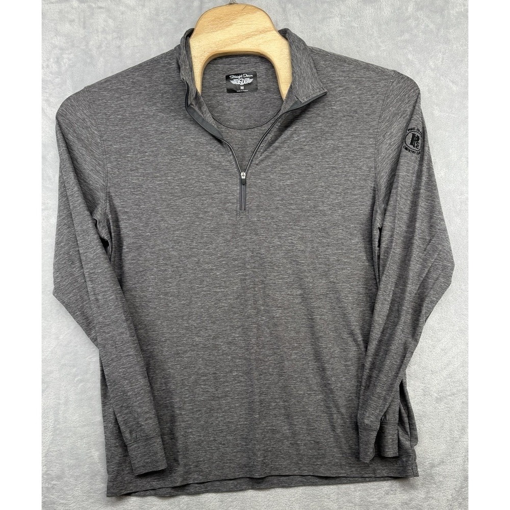 Straight Down Gray Performance 1/4 Zip LS Shirt Pine Island CC Men's Size M